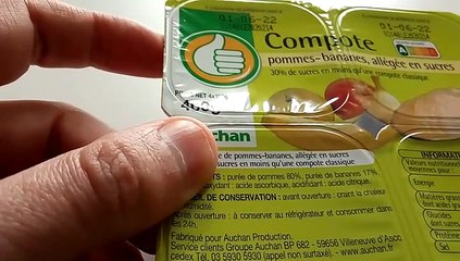 AUCHAN Coupelles pomme banane sans sucres ajoutés 4x100g
