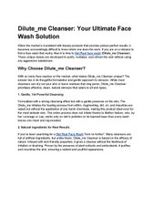 Dilute_me Cleanser: Your Ultimate Face Wash Solution