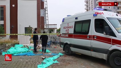 Malatya'da 11 katlı binanın tadilatında iskele çöktü