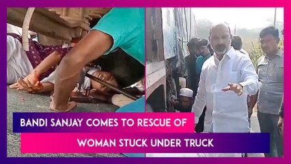 Telangana: Woman Gets Stuck Under Truck, Union Minister Bandi Sanjay Leads Successful Rescue Efforts