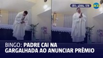 Padre cai na gargalhada ao anunciar prêmio de bingo em paróquia