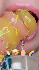 asmr eating rainbow emoji food