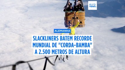Alemães desafiam as alturas e batem recorde na "corda-bamba"