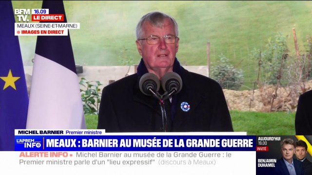 11-Novembre: Michel Barnier incite les jeunes à s'engager pour le climat, contre la pauvreté (...) dans des mouvements politiques