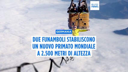 In equilibrio su una corda a 2500 metri d'altezza: due funamboli stabiliscono un nuovo primato