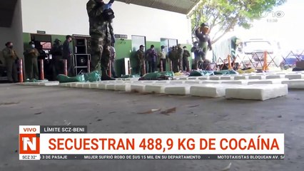 Incautan casi media tonelada de droga en pista clandestina entre Beni y Santa Cruz