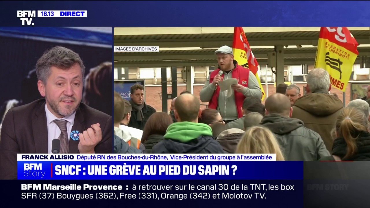 Grève SNCF à Noël: "À chaque grève, les syndicats se trompent d'ennemi", juge Franck Allisio (RN)