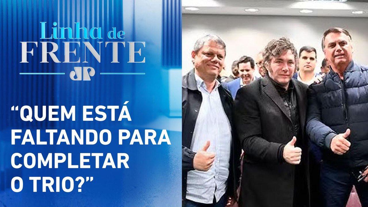 Tarcísio posta foto ao lado de Milei e Bolsonaro | LINHA DE FRENTE