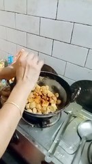 Indian style Home made soyabeen curry making