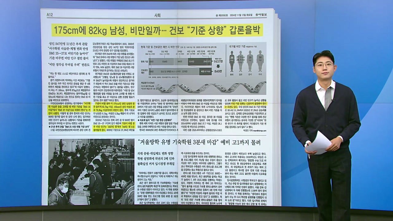 [스타트 브리핑] 175cm에 82kg 남성, 비만일까... 건보 "기준 상향" 갑론...