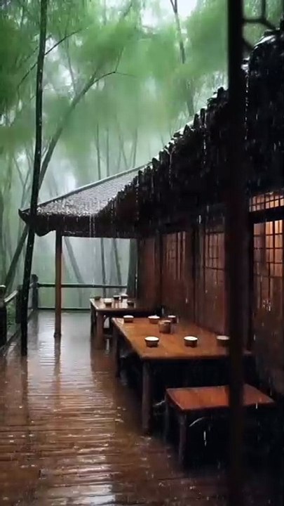 Resort room amidst lush greenery.