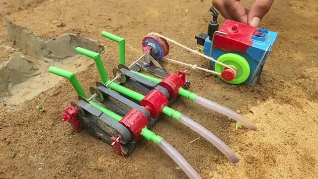 DIY mini three borewell drilling machine | Diesel generator water pump | Science project