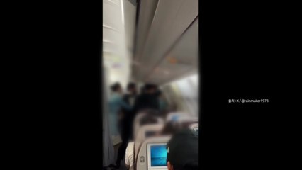 운항 중 기내 난동...비상문 손잡이까지 잡아 '아찔' [나우쇼츠]  / YTN