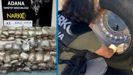 Tırın lastiklerine gizlenmiş 53 kilogram esrar ele geçirildi