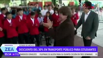 Estudiantes del Estado de México tendrán 30% de descuento en el transporte público