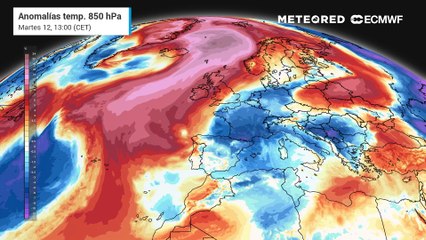 Anomalía de temperatura prevista a unos 1400 metros de altura