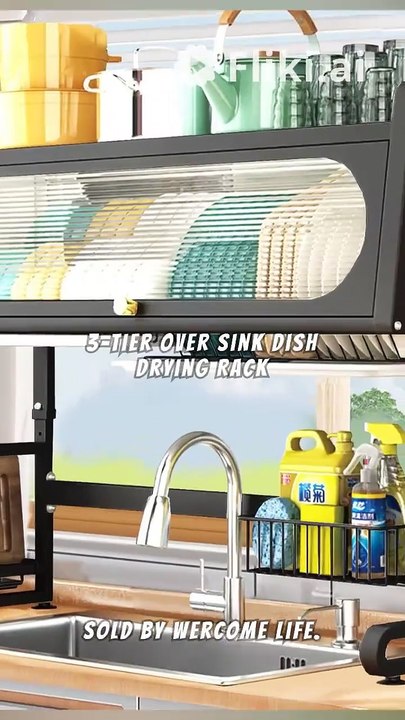 Over The Sink Dish Drying Rack 3 Tier Large