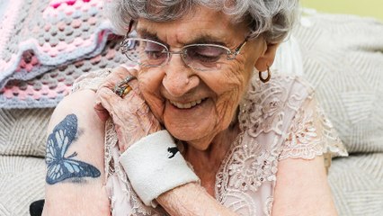 99-year-old great gran who was oldest in UK to get a tattoo now has three - AGED 99