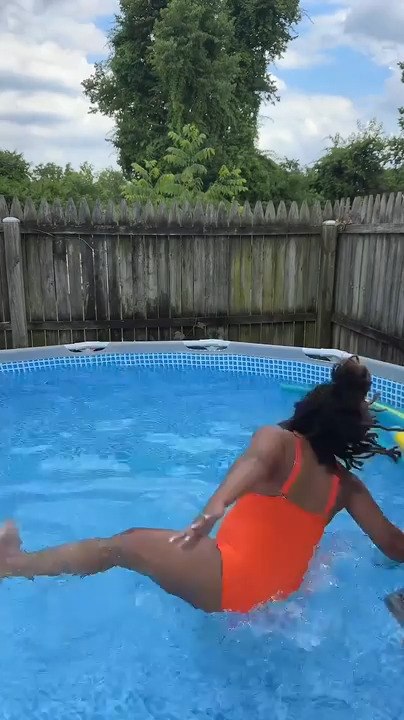 Women Stumbles And Falls Into Pool