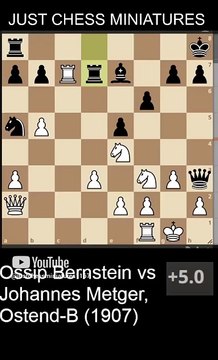 Ossip Bernstein defeats Johannes Metger with a smothered checkmate