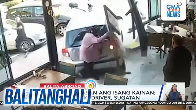 Kotse, naatrasan ang isang kainan; 4 kabilang ang driver, sugatan | Balitanghali