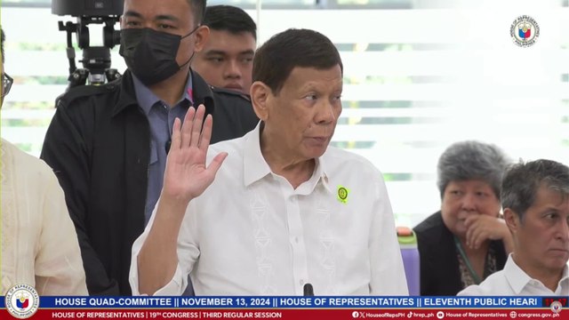 Panunumpa ni dating Pangulong Duterte sa QuadComm hearing | GMA Integrated News