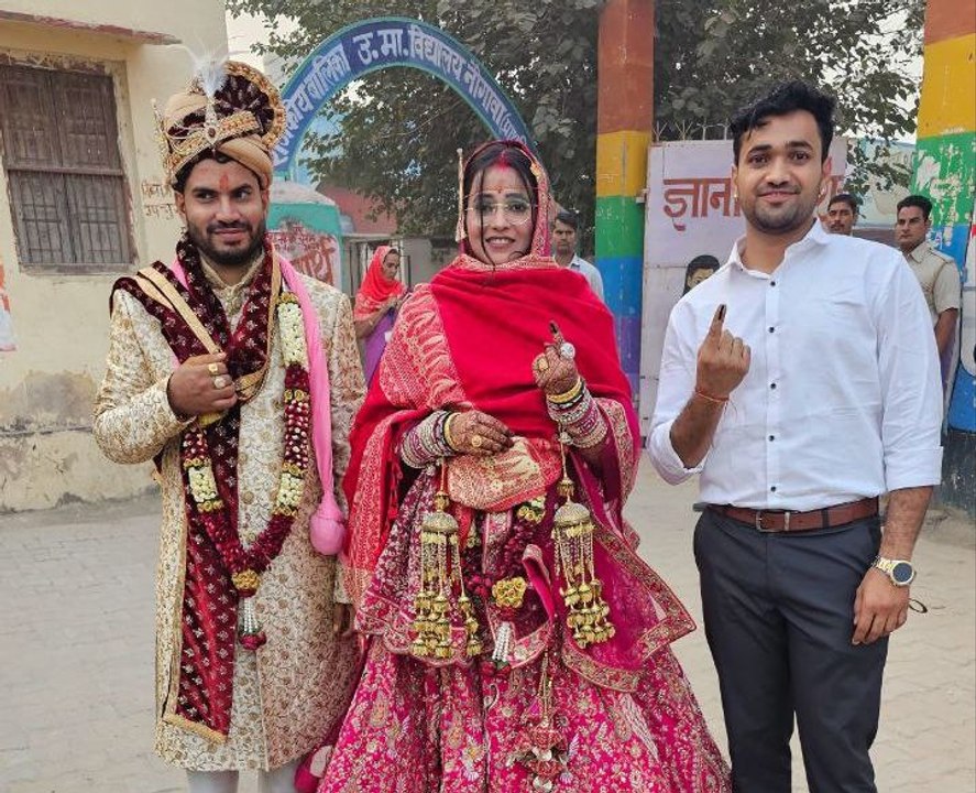 VIDEO: नई नवेली दुल्हन ने पहले दिया वोट, फिर हुई विदाई