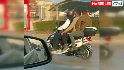 Bursa'da 3 Kişiyle Motosikletle Tehlikeli Yolculuk