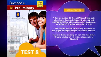 PET Listening - SUCCEED in B1 Preliminary New 2020 Test 8