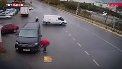 Kazaya neden olan sürücü olay yerinden böyle kaçtı