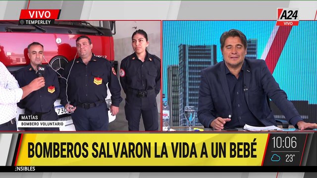 Bomberos voluntarios salvan la vida de un bebé con maniobra de Heimlich