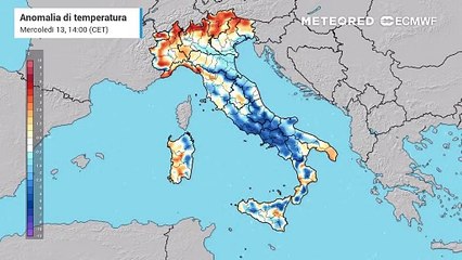 Mappa relativa alle anomalie di temperatura