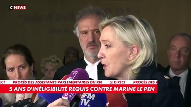 Marine Le Pen, présidente du groupe RN à l'Assemblée nationale, réagit à la décision du parquet de Paris qui requiert une peine d'inéligibilité de 5 ans la concernant: «Le parquet est outrancier dans ses réclamations»