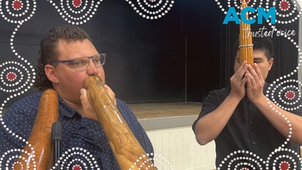 Indigenous and Japanese 'ancient worlds of music' collide in Gunning, NSW
