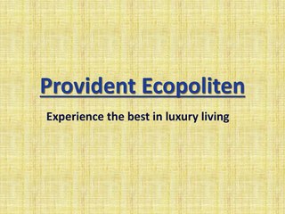 Provident Ecopolitan Launch Price