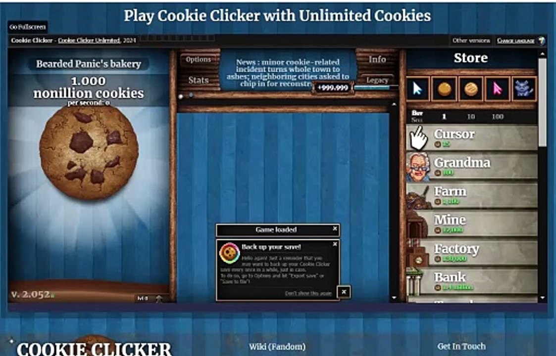 Cookie Clicker Video with Unlimited Cookies
