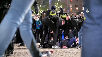 Amsterdam'da Filistin destekçilerine polis müdahale etti