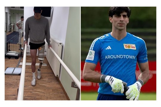 A rising football star had his leg amputated in a cancer operation