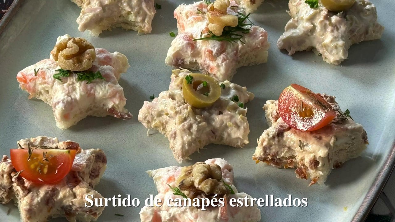 Canapés de estrella con pan de molde