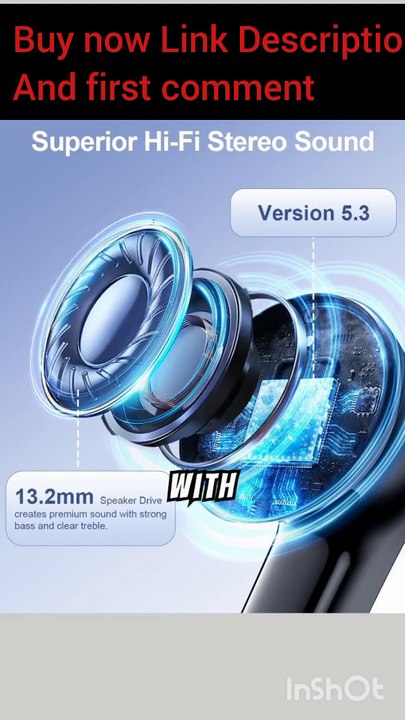 Wireless Earbuds Bluetooth Ear Buds - 40H Playtime Stereo Bluetooth Headphones LED Display IPX7 Waterproof in-Ear Earphones with Mic Compatible with iPhone Android Phone, Black