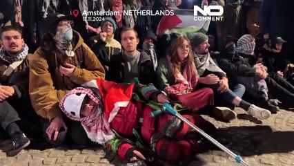 No comment: Tense scenes as police break up illegal pro-Palestinian protest in Dutch capital