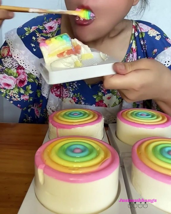 #83 Desserts Mukbang ASMR || Rainbow Mousse Cake #asmr #mukbang #dessert #rainbow #mousse #cake