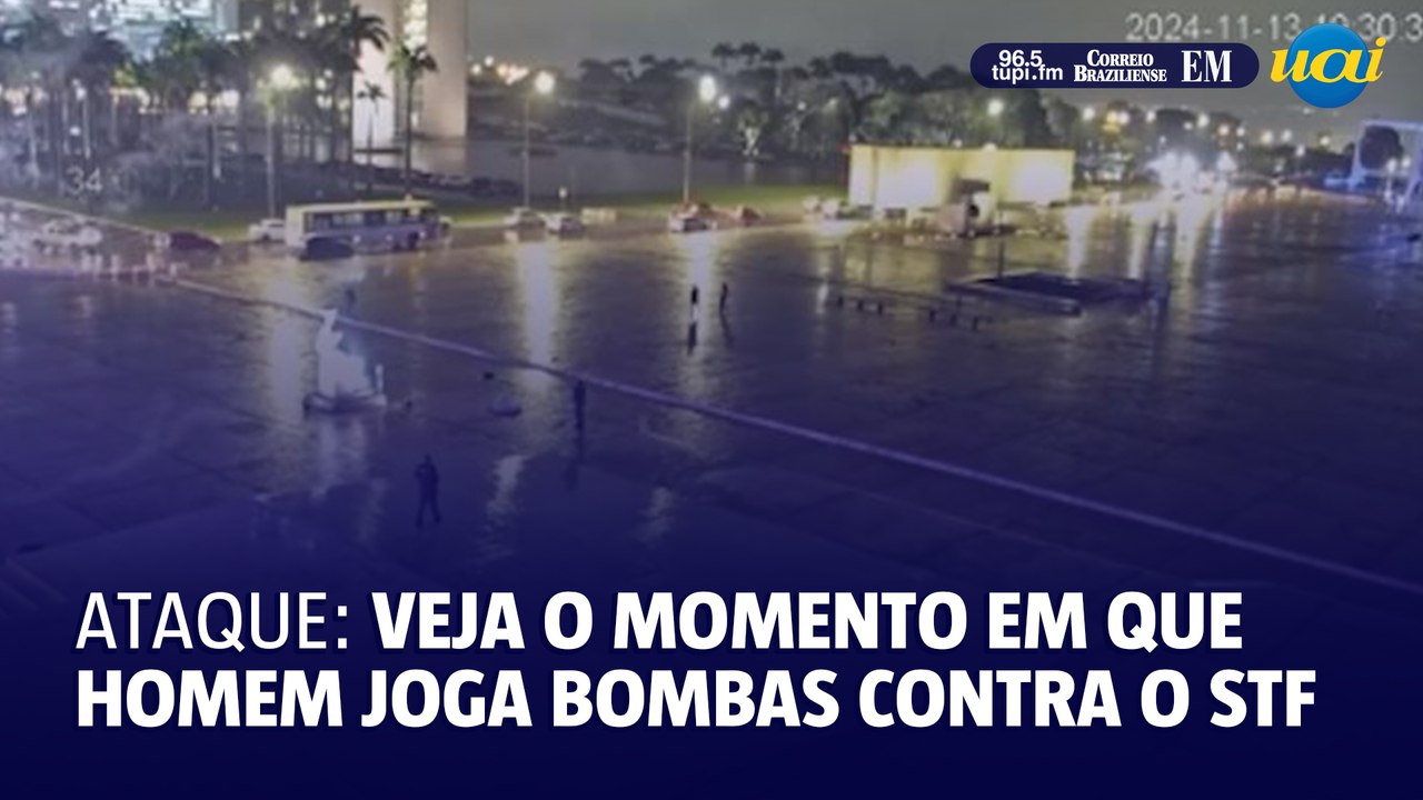 Imagens mostram homem jogando explosivos em frente ao STF