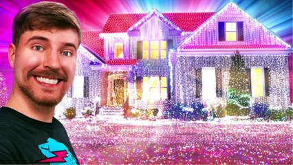 MrBeast Put 1,000,000,000 Christmas Lights On A House (World Record)