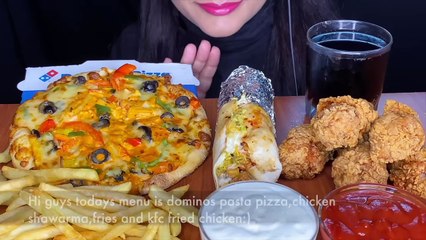ASMR_DOMINO S PIZZA+KFC CHICKEN LEG PIECE+CHICKEN SHAWARMA+FRIES l FOOD VIDEOS l _EATING SHOW_