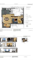 Plan de cuisine ouverte sur salon en U , pièce de vie de 45m2
