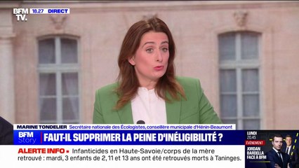 Inéligibilité requise contre Marine Le Pen: "C'est une justiciable comme les autres", répond Marine Tondelier (les Écologistes)