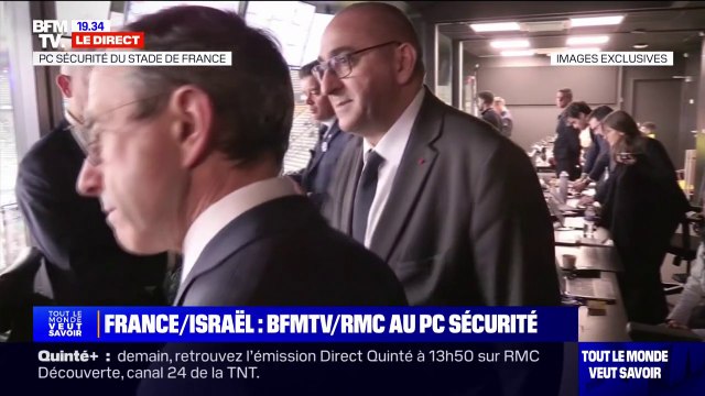 Match France-Israël: Bruno Retailleau et le préfet de police de Paris, Laurent Nuñez, pénètrent dans le PC sécurité du Stade de France