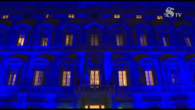 Facciata Palazzo Madama si tinge di blu per la Giornata del Diabete
