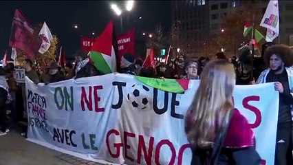 Pro-Palestinian supporters protest Israeli football team's presence in France